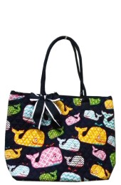 Small Quilted Tote Bag-WHA1515/NAVY